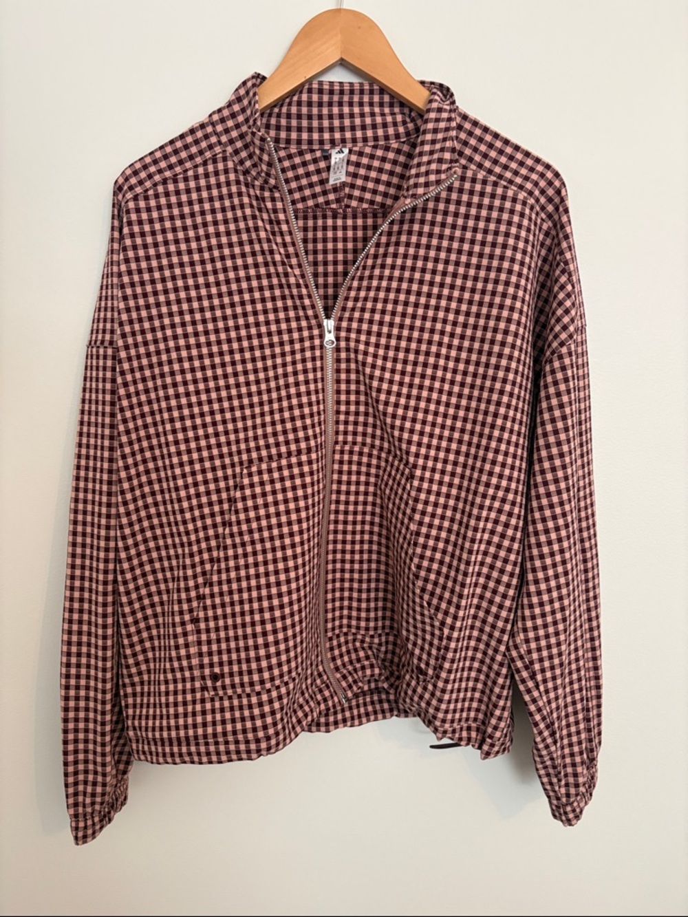 adidas Pink and Black Gingham Zip Jacket